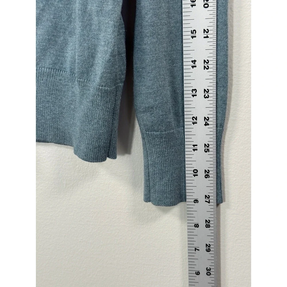 Banana Republic Mens L Silk Cotton Cashmere V-Neck Sweater Blue Teal Luxury